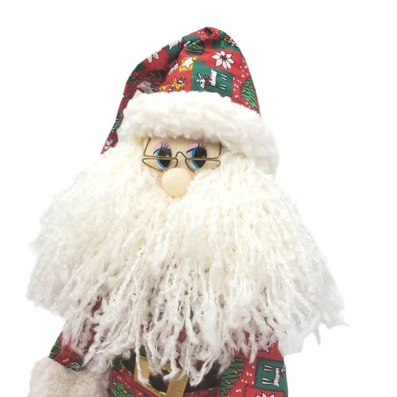 Santa 1998 Joelson Industries Plush Christmas Holiday Home Decor VTG Calico Yarn - Picture 4 of 8